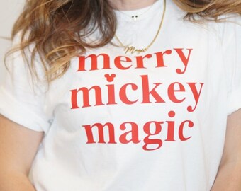 Merry Mickey Magic White Christmas Disney T-Shirt