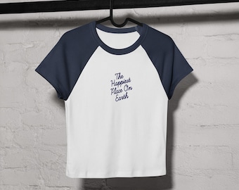 Damtröja med raglanmotiv och broderad mikroribs