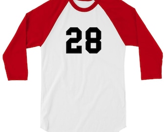 Nummer 28 raglantröja med 3/4-ärmar