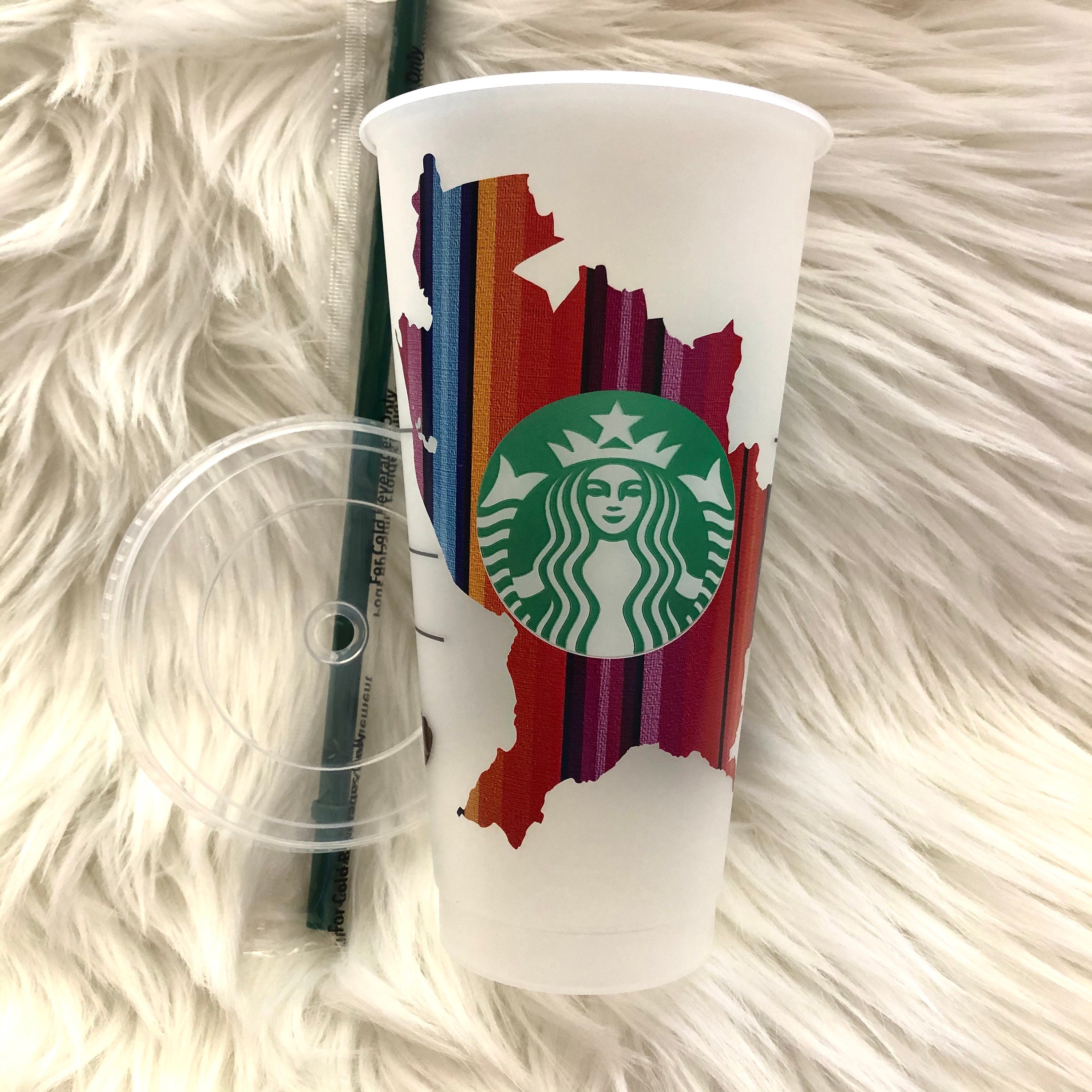 Custom Starbucks Mexican Sarape Pan Dulce Concha Venti reusable Cold Cup  24Oz