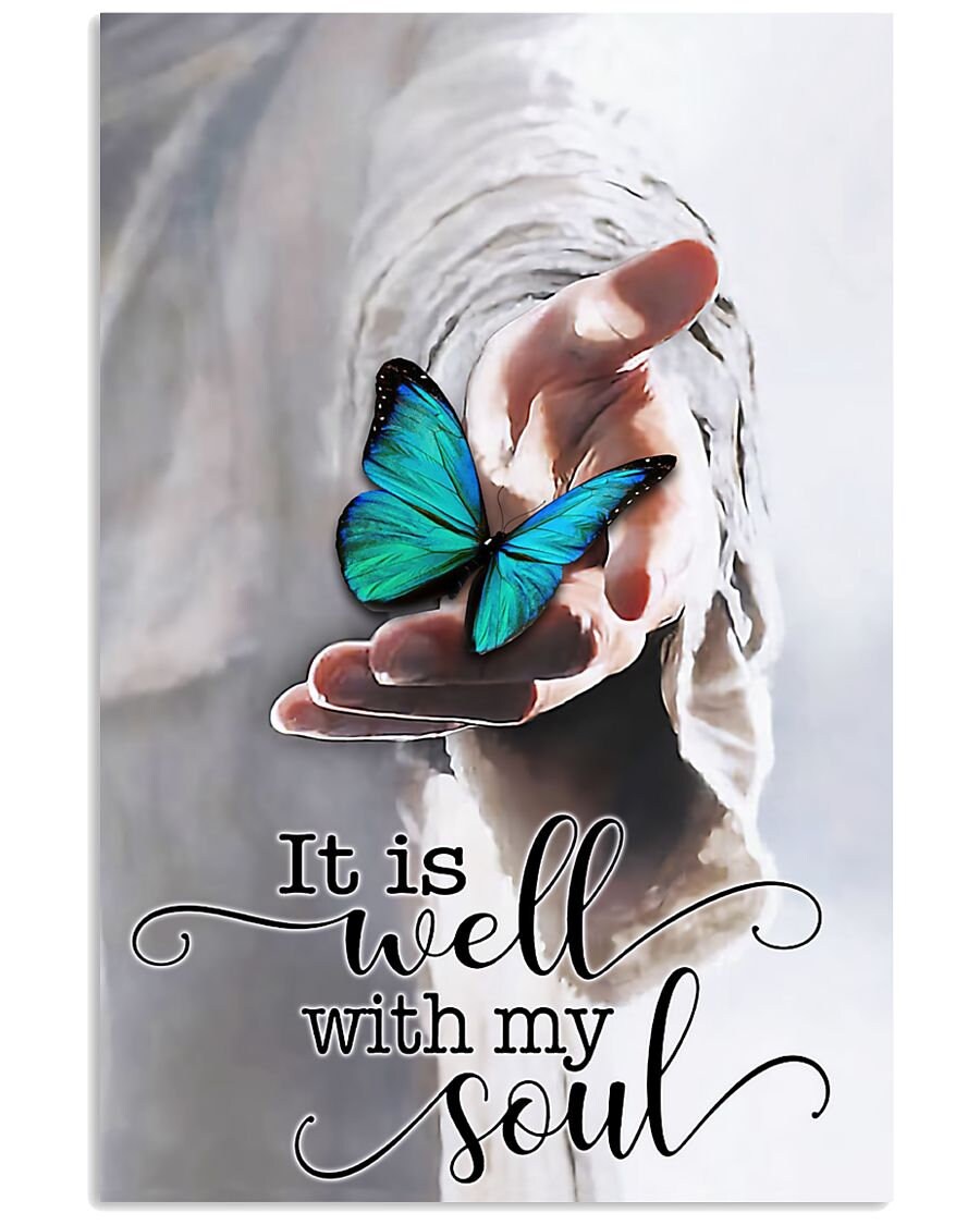 Mariposas Jesús mano está bien con mi alma lienzo cartel Etsy