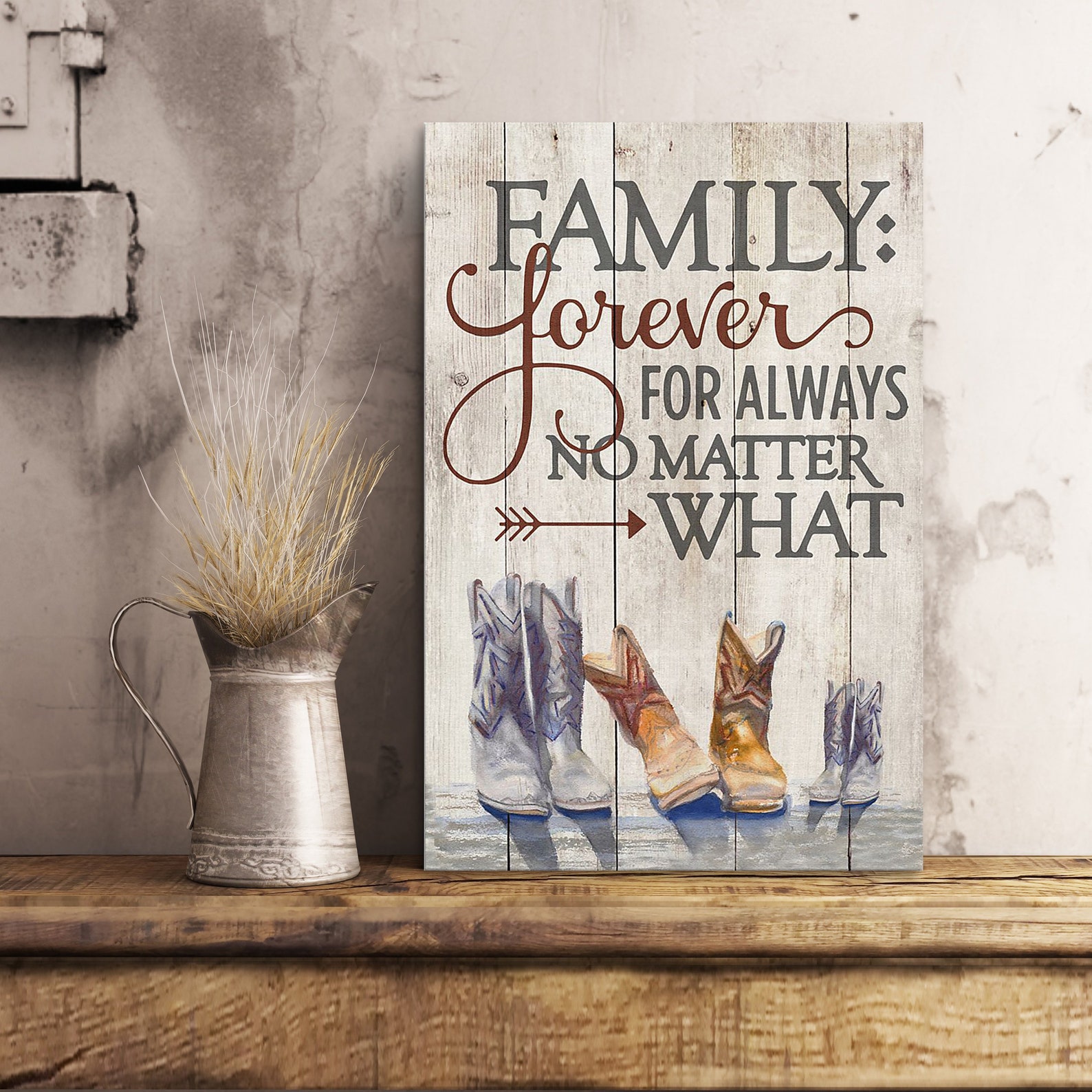 Family Forever For Always No Matter What Print Canvas Wall Art Etsy