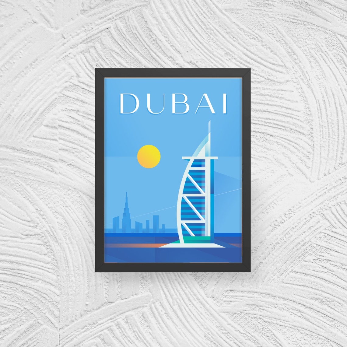 Dubai Burj Al Arab Minimal Art Deco Travel Poster Wall Art Etsy