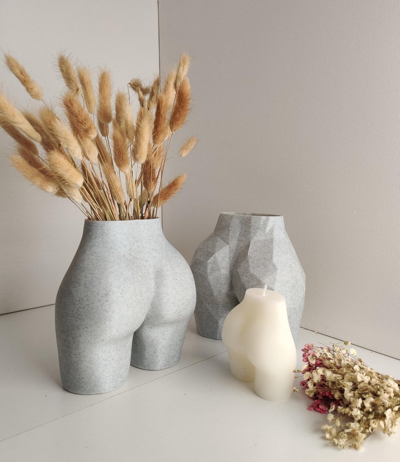 Booty Planter, Eco Bum Vase, Succulent Plant Pot, Female Form, Woman Butt Jewellery, Handmade Earrings. Nude Women Waist, 3D Printed, Flower image 1