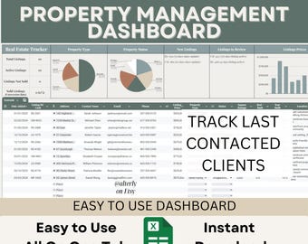 Real Estate Agent Dashboard | Property Listing Management Spreadsheet | Sales Tracker | Broker Sheet | Listing Calendar | Realtor Planner
