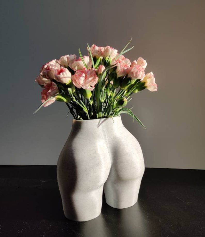 Booty Planter, Eco Bum Vase, Succulent Plant Pot, Female Form, Woman Butt Jewellery, Handmade Earrings. Nude Women Waist, 3D Printed, Flower image 2