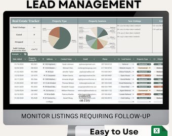 Real Estate Tracking Spreadsheet | Agent Listing Tracker | Property Management Digital Tool | Google Sheets Template for Realtors | CRM