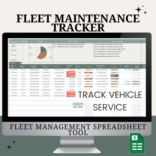 Excel Template Vehicle Maintenance - Etsy