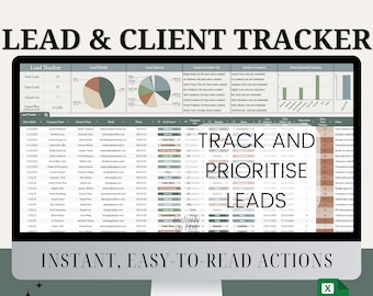 Plantilla de CRM y seguimiento de clientes potenciales / Base de datos de ventas de Google Sheets / Panel de gestión de clientes para pequeñas empresas / Crecimiento de clientes