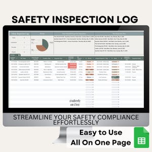 Safety Inspection Log & Tracker | Google Sheets Template | Compliance Schedule, Dashboard Checklist | Business Safety Management Tool