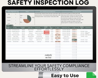 Safety Inspection Log & Tracker | Google Sheets Template | Compliance Schedule, Dashboard Checklist | Business Safety Management Tool