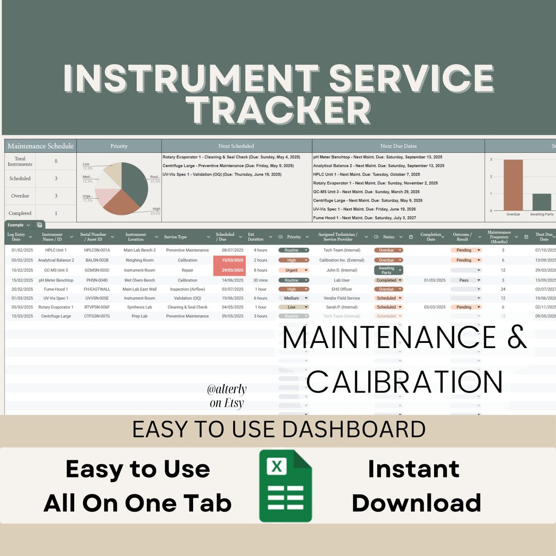 Instrument Use Tracker Board.pdf Pro Instrument Service Log & Calibration Tracker | Google Sheets ...