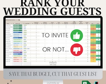 Rank Your Wedding Guest List Spreadsheet: TikTok Viral, Wedding Budget, Rating, Track, Grade, Scoring, Reduce Guest Numbers, Digital Planner