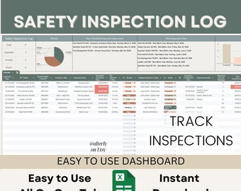 Professional Safety Inspection Log for Google Sheets | Compliance Tracker & Due Date Schedule | Business Safety Dashboard | Instant Download
