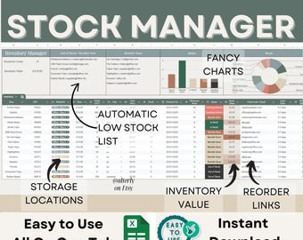 Small Business Stock Management Template | Digital Inventory Sheet & Asset Tracker | Supply Order Log Google Sheets