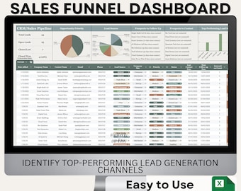 Panel de CRM para equipos de ventas / Sistema de seguimiento de clientes potenciales / Analizador de canal de oportunidades / Rastreador de rendimiento de ventas / Herramienta de gestión de contactos