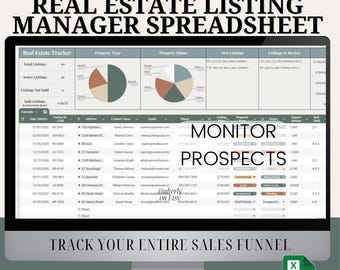 Realtor Listing Organizer Template | Real Estate Property Tracker | Sales Dashboard | Agent Property Record System | Listing Manager
