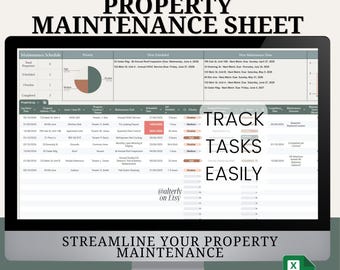 Property Maintenance Schedule & Tracker | Google Sheets Template for Landlords Property Managers | Dashboard Detailed Log | Instant