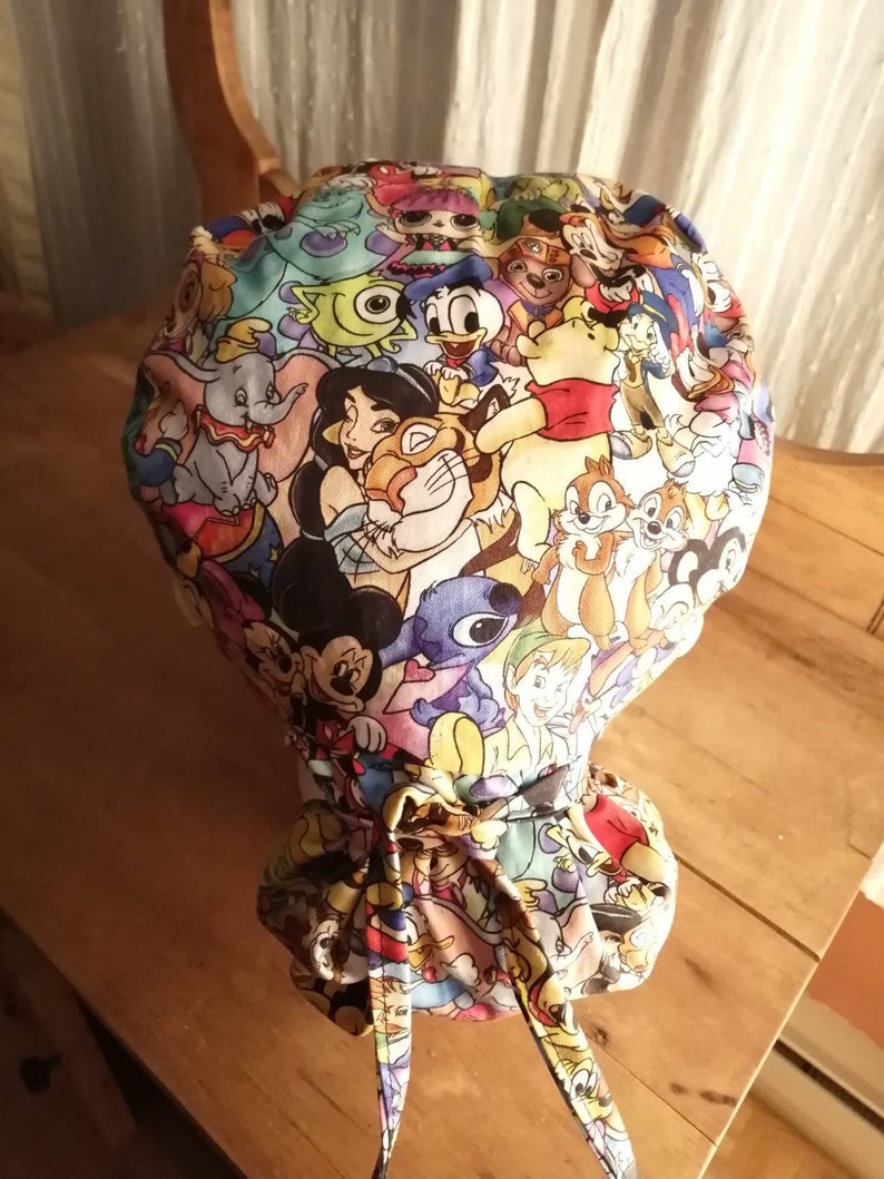 Disney Characters Bonnet Scrub Cap