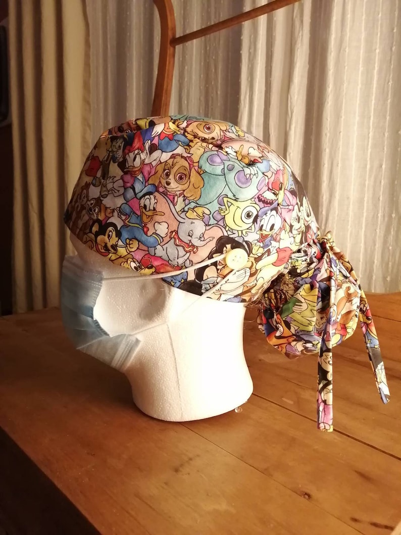Disney Characters Bonnet Scrub Cap