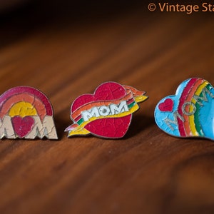Vintage variety Mom Tattoo Heart, I Love Mom, Rainbow MOM,  I Heart Mom, Enamel Backpack pin - Collectable Pins