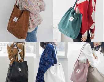 large corduroy tote bag