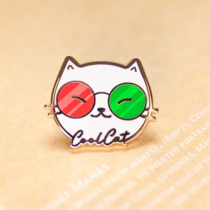 Vision Therapy Cool Cat Glasses Gold Enamel Pin || Optometrist & Vision Therapist Enamel Pins