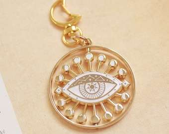 Spinning, Boho, Aesthetic, Celestial, Evil Eye, Sun & Moon, Constellations, Moon Phases, Gold Keychain || Optometry and Ophthalmology Gifts