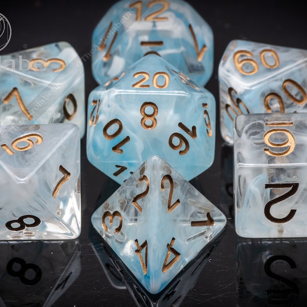 Essence of Air DnD dice set perfect Christmas gift for fans of Dungeons and Dragons or D20 TTRPG Smoke elemental dice UK Shipped 3