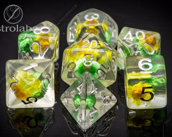 Druidcraft Flower Sunflower DnD dice set perfect Christmas gift for fans of Dungeons and Dragons,Pathfinder or D20 TTRPG Druid nature set