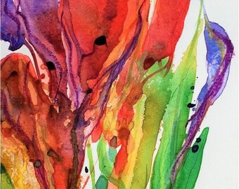 Floral Art Card: Iris & Gladioli Watercolour Painting print