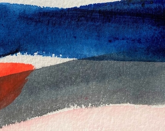 Abstract Seascape Art Card: Cornwall inspired watercolour print