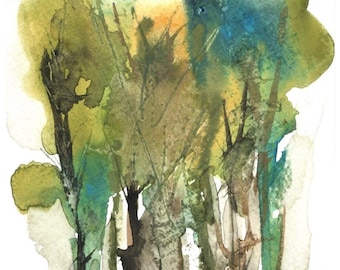 Trees Art Card: Woodland Watercolour Painting print