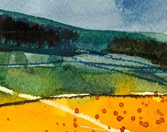Landscape Art Card: Countryside Watercolour painting print