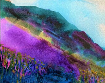 Heather Art Card: Cumbrian Landscape Painting print