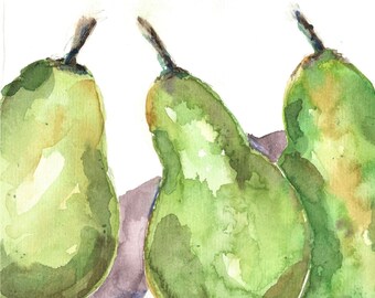 Pears Art Card: Fruit Still Life Watercolour print