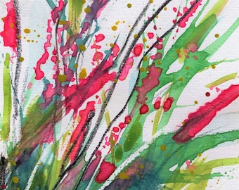 Foxgloves Art Card: Pink Floral Painting print