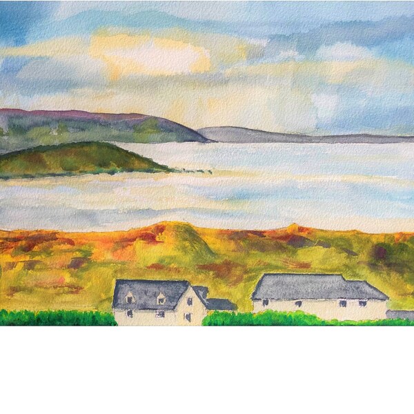 Cardigan Bay Wales Art Card, Dyfi Estuary greeting blank, Contemporary landscape watercolour, Aberdovey coast painting card from original