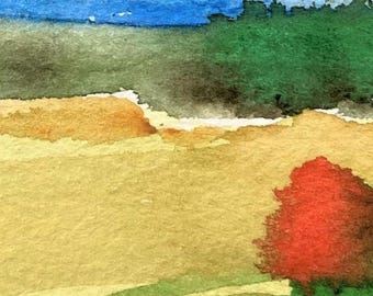 Original Landscape Painting: Summer Fields Watercolour