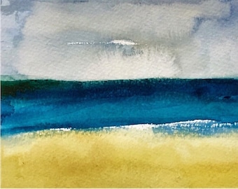 Seascape Art Card: Coastal Watercolour Painting