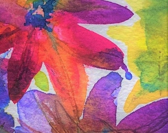 Floral Art Card: Contemporary Colourful Watercolour print