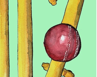 Cricket Art Card: Watercolour Painting print