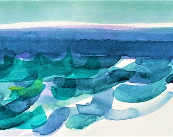Seascape Art Card: Contemporary Watercolour painting print