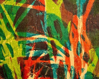 Grasses Art Card: Original monotype print