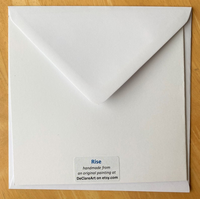 May include: White envelope with a sticker that says "Rise handmade from an original painting at DeClareArt on etsy.com"