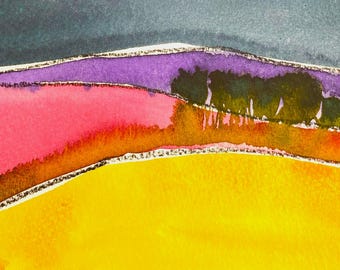Landscape Art Card: Hills & Fields painting print