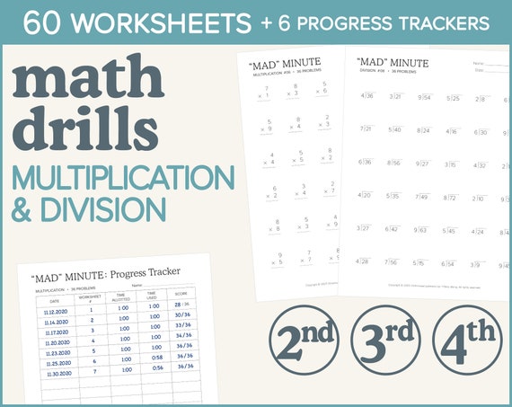 Multiplication & Division Timed Math Drills Worksheets | Etsy