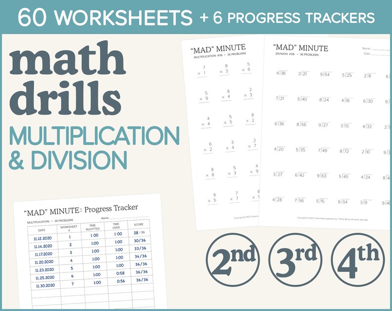 multiplication division timed math drills worksheets etsy australia
