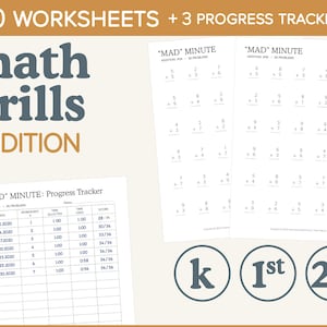 addition and subtraction math worksheets 1 minute math etsy