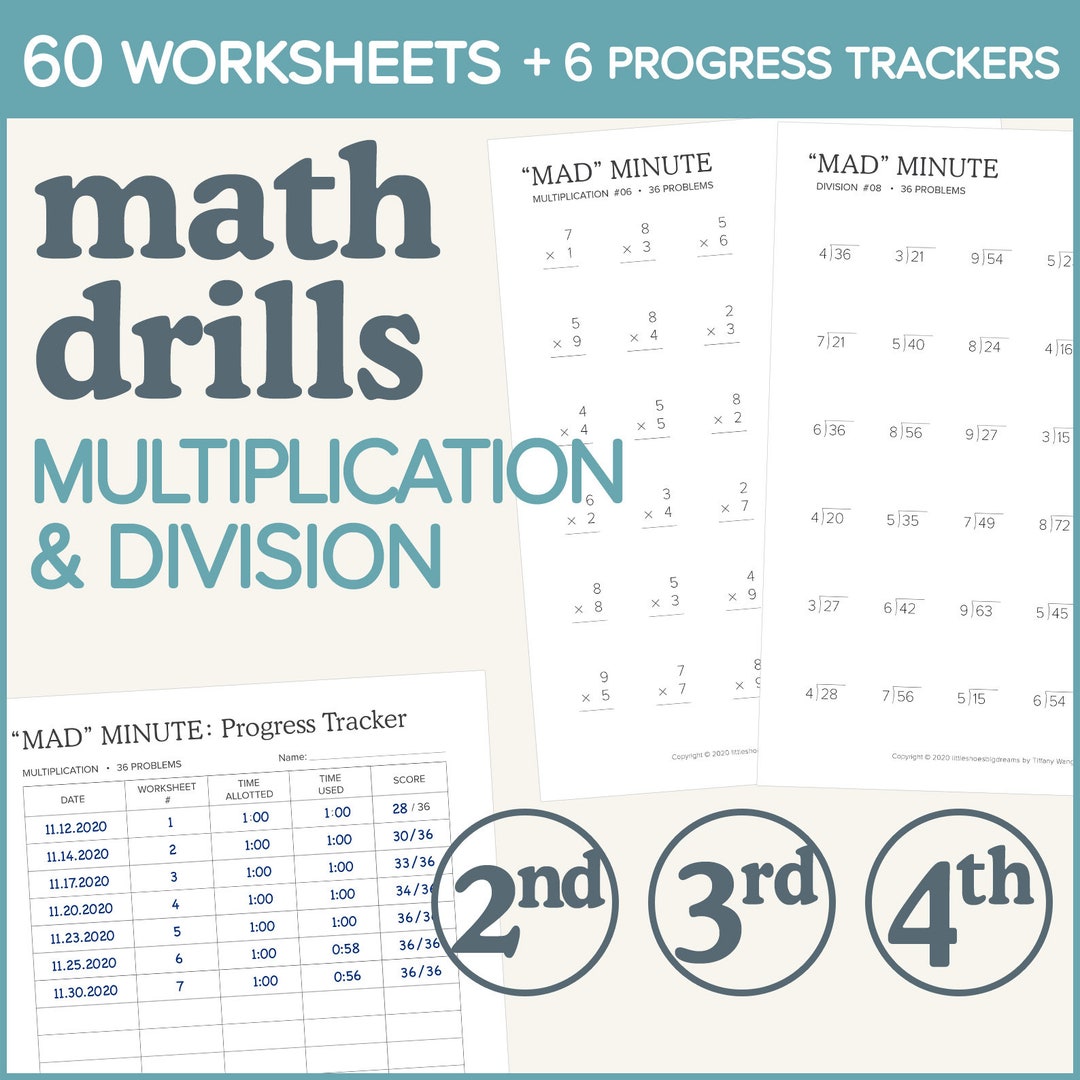 Multiplication and Division Timed Math Drills Worksheets, Homeschool ...